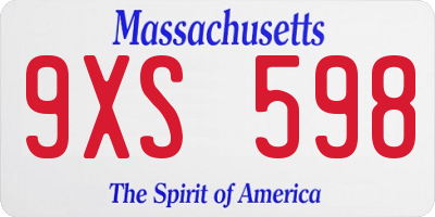 MA license plate 9XS598