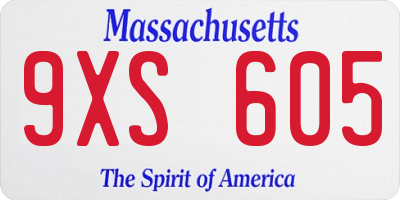 MA license plate 9XS605