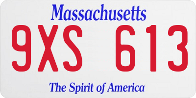 MA license plate 9XS613