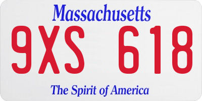 MA license plate 9XS618