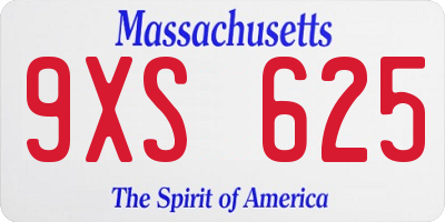 MA license plate 9XS625