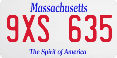 MA license plate 9XS635