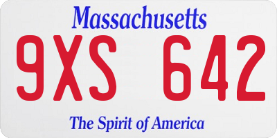 MA license plate 9XS642