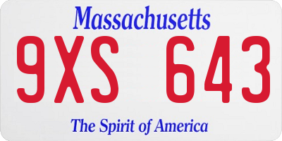 MA license plate 9XS643
