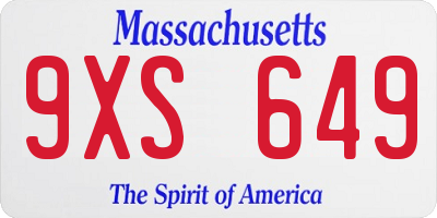 MA license plate 9XS649