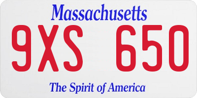 MA license plate 9XS650