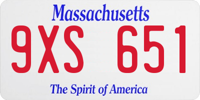 MA license plate 9XS651