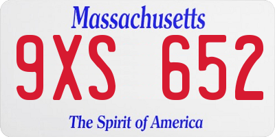 MA license plate 9XS652