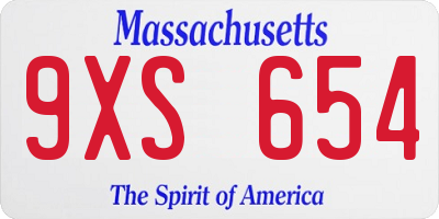 MA license plate 9XS654
