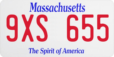 MA license plate 9XS655