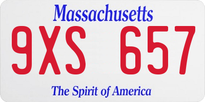 MA license plate 9XS657