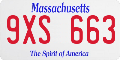 MA license plate 9XS663