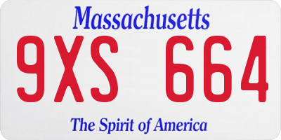 MA license plate 9XS664