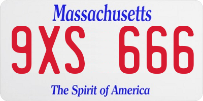 MA license plate 9XS666