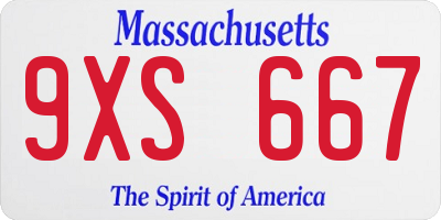 MA license plate 9XS667