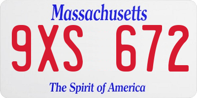 MA license plate 9XS672