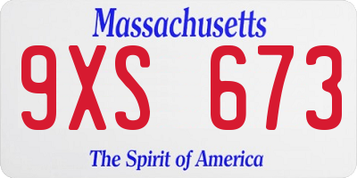 MA license plate 9XS673