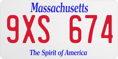 MA license plate 9XS674