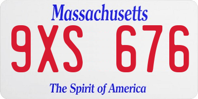 MA license plate 9XS676
