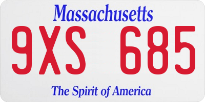 MA license plate 9XS685