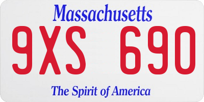 MA license plate 9XS690