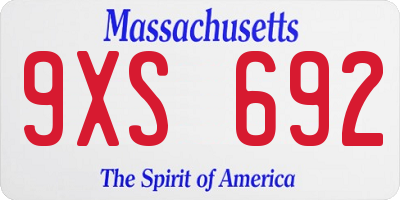 MA license plate 9XS692