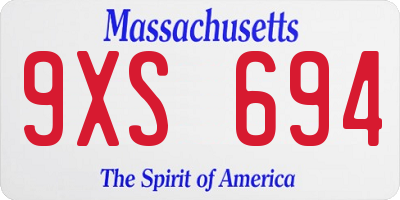 MA license plate 9XS694
