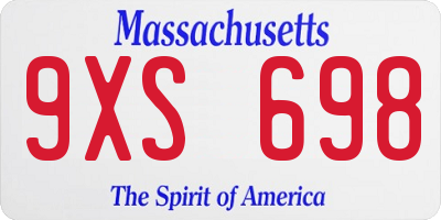 MA license plate 9XS698