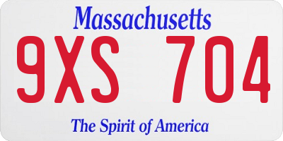 MA license plate 9XS704