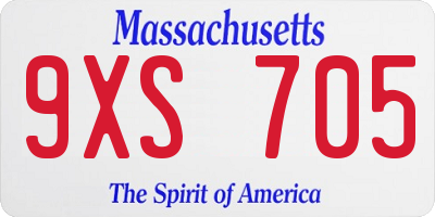 MA license plate 9XS705