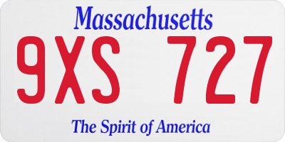 MA license plate 9XS727