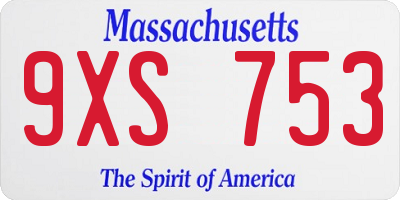 MA license plate 9XS753