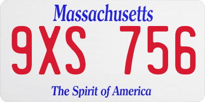 MA license plate 9XS756