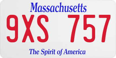 MA license plate 9XS757
