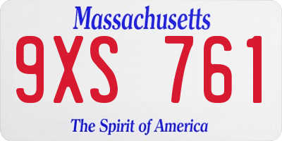 MA license plate 9XS761