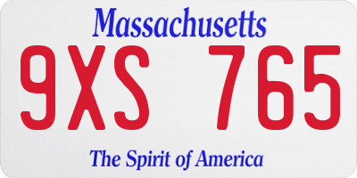 MA license plate 9XS765