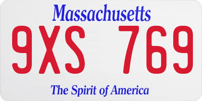 MA license plate 9XS769
