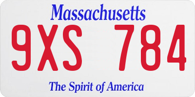MA license plate 9XS784