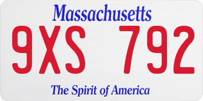 MA license plate 9XS792