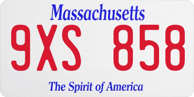 MA license plate 9XS858
