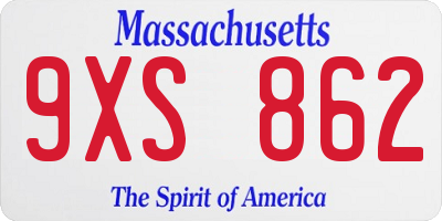MA license plate 9XS862