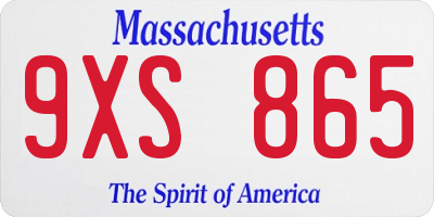 MA license plate 9XS865