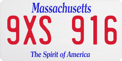 MA license plate 9XS916
