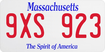 MA license plate 9XS923