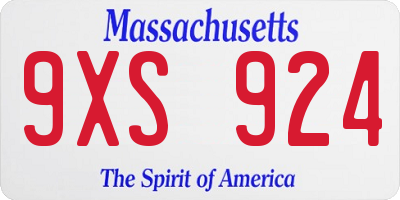 MA license plate 9XS924