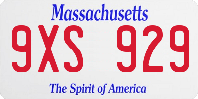 MA license plate 9XS929