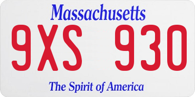 MA license plate 9XS930