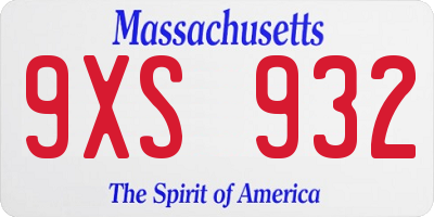 MA license plate 9XS932
