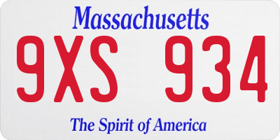 MA license plate 9XS934