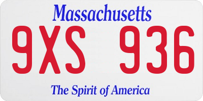 MA license plate 9XS936